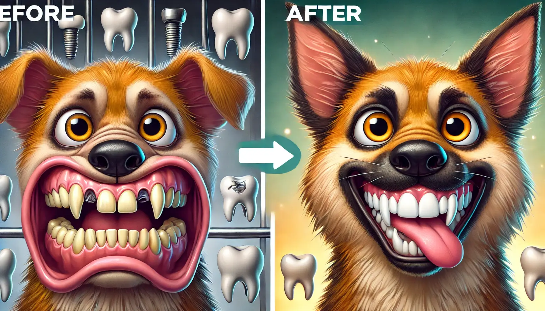 Before and After Dog Dental Implants